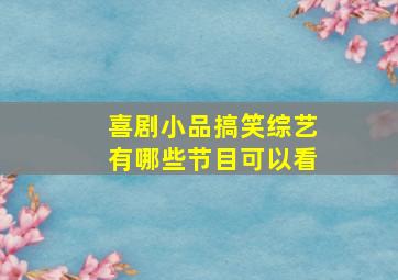 喜剧小品搞笑综艺有哪些节目可以看