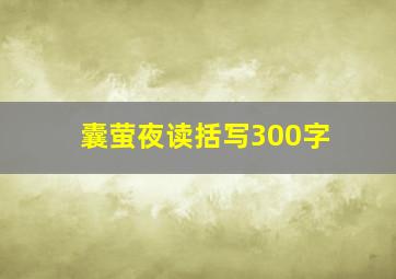 囊萤夜读括写300字