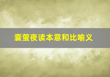 囊萤夜读本意和比喻义