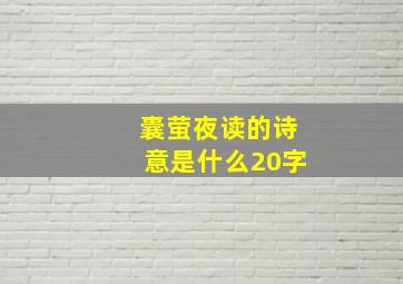 囊萤夜读的诗意是什么20字