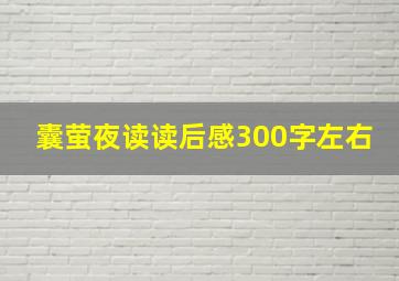 囊萤夜读读后感300字左右