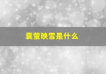 囊萤映雪是什么