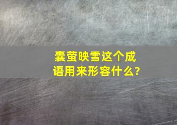 囊萤映雪这个成语用来形容什么?