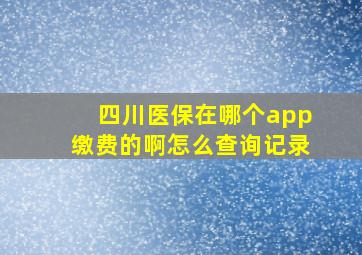 四川医保在哪个app缴费的啊怎么查询记录