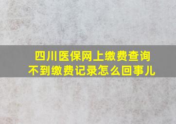 四川医保网上缴费查询不到缴费记录怎么回事儿