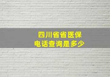 四川省省医保电话查询是多少