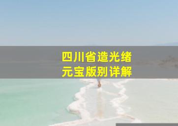 四川省造光绪元宝版别详解