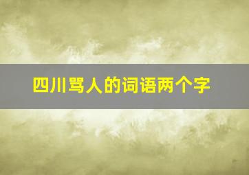 四川骂人的词语两个字