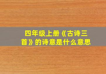 四年级上册《古诗三首》的诗意是什么意思