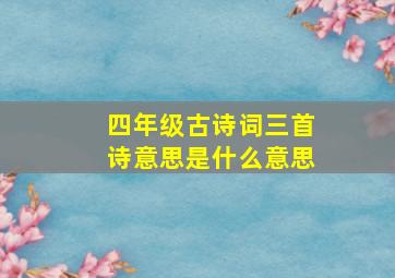 四年级古诗词三首诗意思是什么意思