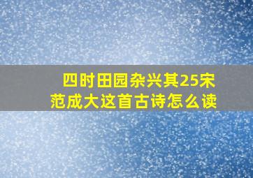 四时田园杂兴其25宋范成大这首古诗怎么读