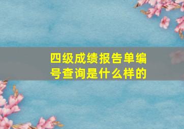 四级成绩报告单编号查询是什么样的