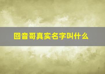 回音哥真实名字叫什么