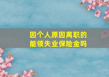 因个人原因离职的能领失业保险金吗