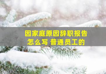 因家庭原因辞职报告怎么写 普通员工的