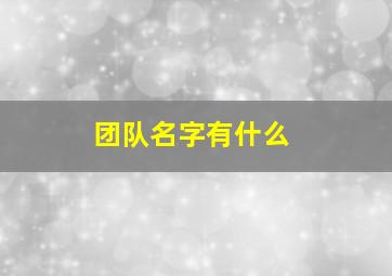 团队名字有什么