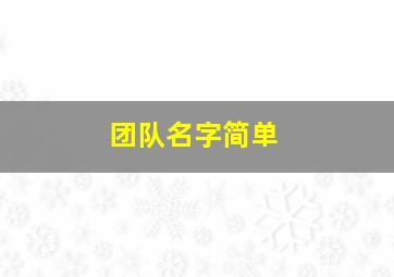 团队名字简单