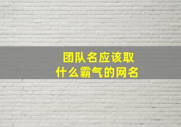 团队名应该取什么霸气的网名