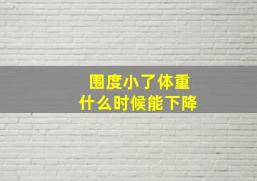 围度小了体重什么时候能下降