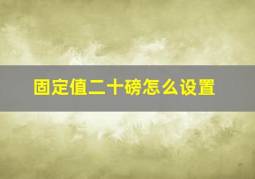 固定值二十磅怎么设置