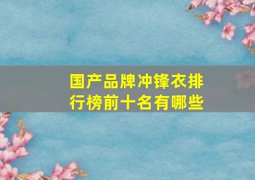 国产品牌冲锋衣排行榜前十名有哪些