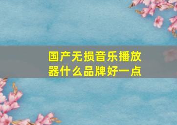 国产无损音乐播放器什么品牌好一点