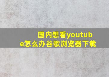 国内想看youtube怎么办谷歌浏览器下载