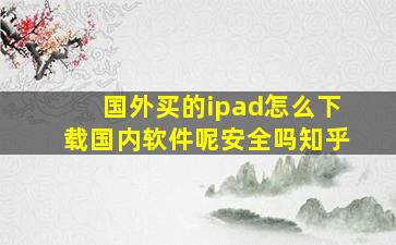 国外买的ipad怎么下载国内软件呢安全吗知乎