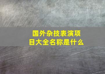 国外杂技表演项目大全名称是什么