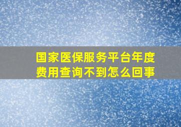 国家医保服务平台年度费用查询不到怎么回事