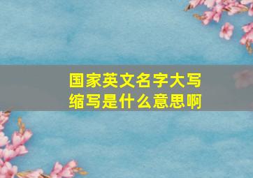 国家英文名字大写缩写是什么意思啊