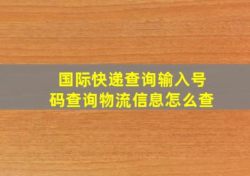 国际快递查询输入号码查询物流信息怎么查