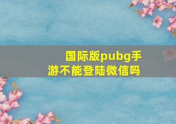 国际版pubg手游不能登陆微信吗