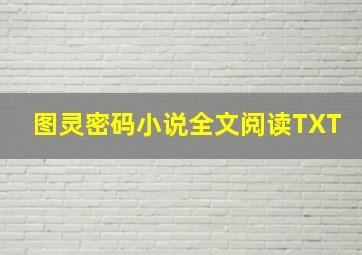 图灵密码小说全文阅读TXT