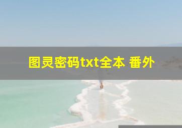 图灵密码txt全本+番外