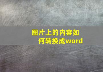 图片上的内容如何转换成word