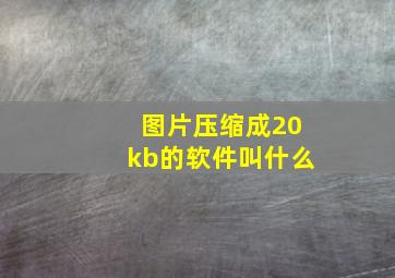 图片压缩成20kb的软件叫什么