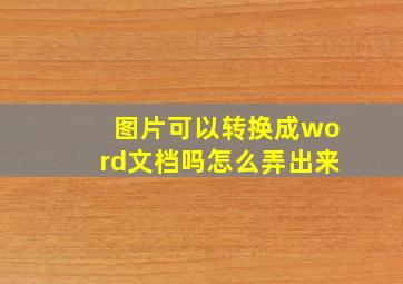 图片可以转换成word文档吗怎么弄出来