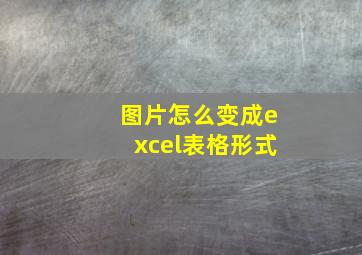 图片怎么变成excel表格形式