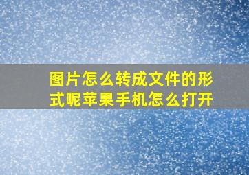 图片怎么转成文件的形式呢苹果手机怎么打开