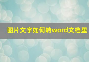 图片文字如何转word文档里