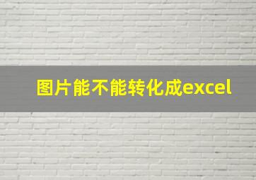 图片能不能转化成excel