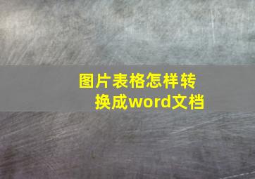 图片表格怎样转换成word文档