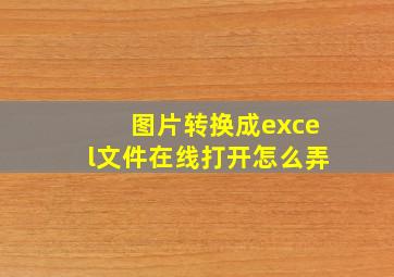 图片转换成excel文件在线打开怎么弄