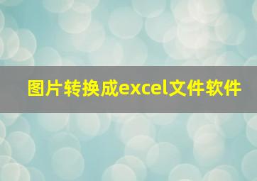 图片转换成excel文件软件