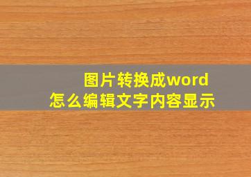 图片转换成word怎么编辑文字内容显示