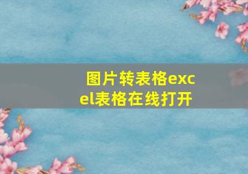 图片转表格excel表格在线打开