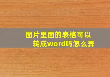 图片里面的表格可以转成word吗怎么弄