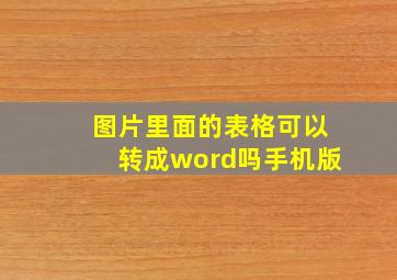 图片里面的表格可以转成word吗手机版