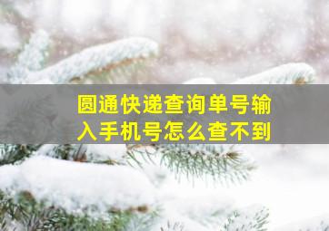 圆通快递查询单号输入手机号怎么查不到